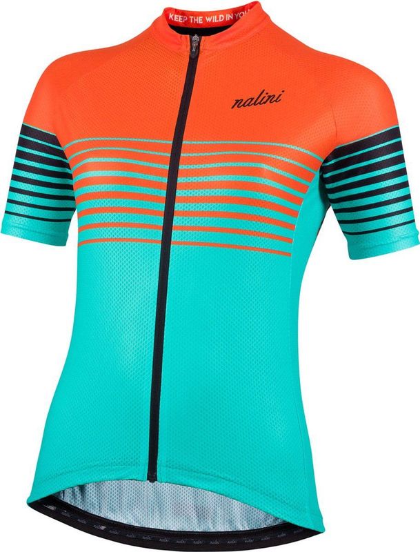 Nalini - Dames - Fietsshirt - Korte Mouwen - Wielrenshirt - Blauw - Oranje - CROSS LADY JERSEY - XS