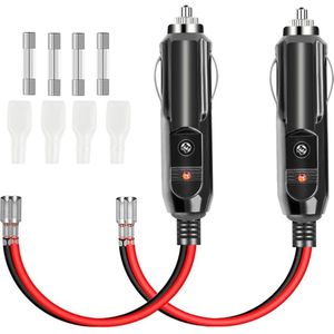 Sigarettenaanstekerstekker met LED-verlichting - Pack van 2 - Auto/Vrachtwagen - 12v 24v - 10A/15A zekering .