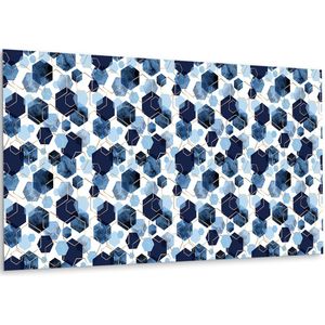 Tulup PVC Wandpaneel - Hexagon Abstractie Vinyl Wandpaneel - 100 cm x 50 cm - Blauw Wandpaneel PVC - 1 stuk - Wandpaneel PVC - Geometrisch Wandpaneel - Wandpaneel Zelfklevend - Plaktegels Keuken en Badkamer