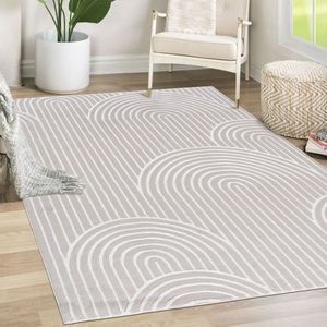 Mazovia Tapijt Beige Modern Figuren en Vormen,Figuren en Vormen - Woonkamer - Rechthoek Voeten Vloerverwarming OEKO-TEX® Certificaat - Bruin Crème - 160 x 230 cm