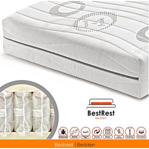 Pocketvering matras HR koudschuim Hybrid 7 zones - Koudschuim matras geveerd - 22cm matrasdikte - 200x200cm - Stevig ligcomfort