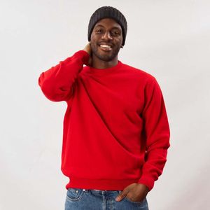 Osborne Knitwear Trui met ronde hals - Sweater heren in Lamswol - Pullover Heren - Tartan Scarlet - M