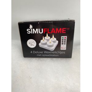 Simuflame- set 4 theelicht -oplaadbaar -wit - afstandbediening