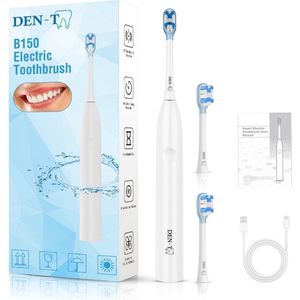 DEN-T B150 - Elektrische tandenborstel - Met poetsdruksensor - 3 Reinigingstanden 3 Snelheidsstanden - Wittere tanden - Mondhygiëne - Wit
