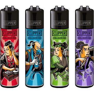 Clipper Classic Large Aanstekers ""Urban Samurai"" (4 Stuks)
