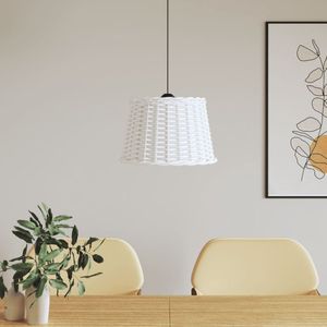 The Living Store Plafondlampenkap - natuurlijk riet - 40 x 26 cm - wit