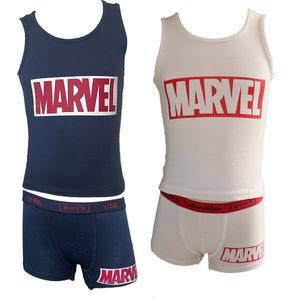 Vanilla - Jongens Boxer en hemd, Ondergoed - 4-pack - Egyptisch katoen - Blauw/Beige - 2-3 jaar - 4628