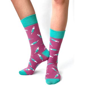 Super Soft Kinder huissokken - Paars / Wit / Groen - Maat 39-40 - 2 paar