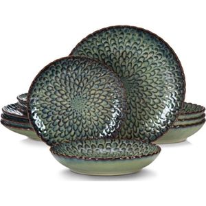Serviesset Deluxe - 8 Persoons - Porselein - 24 Delig - Bordenset 8 persoons - Bordenset 24 delig - Groen