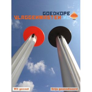 Onderhoudsvrije vlaggenmast anti-diefstal 8 meter aluminium conisch 100-60 mm wit gecoat met cilinderslot, contra-gewicht en overschuifkoker - 1208W2B