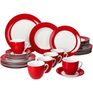 MamboCat 30-delig combinatieservies VARIANT RED 6 personen porselein