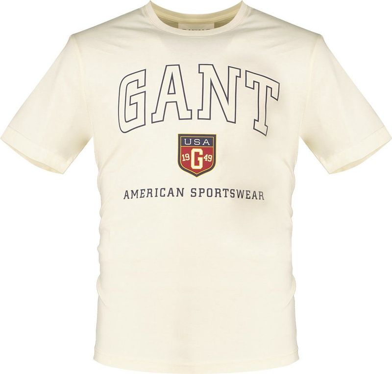Gant - Graphic T-shirt - Crème - Katoen - Korte Mouwen