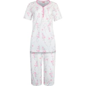 Dames capri pyjama gebloemd roze XL