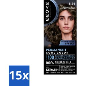 SYOSS - Permanent Coloration 5-95 - Haarverf - Permanente Haarkleuring - Cool Lichtbruin - Grijsdekking - Vermindert Haarbreuk - Bulkverpakking - 15 stuks