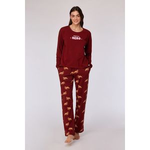 Woody - 'nighttime hero' - Pyjama - Donkerrood - 252-10-YPA-Z/495