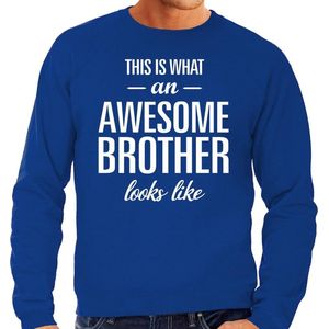 Awesome brother - geweldige broer cadeau sweater blauw heren - Verjaardag kado trui XL