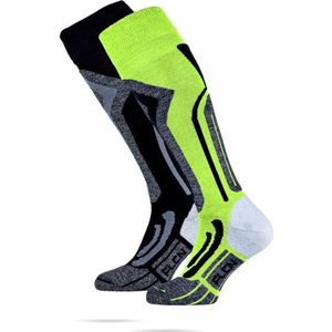 Falcon Coolly Skisokken Faded Fluo Lemon - Wintersportsokken Voor Heren - 2-Pack - Zwart/Geel - 39-42