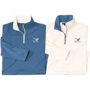 ATLAS FOR MEN - Set van 2 sweaters met rits - Heren - Verkrijgbaar in grote maten - L