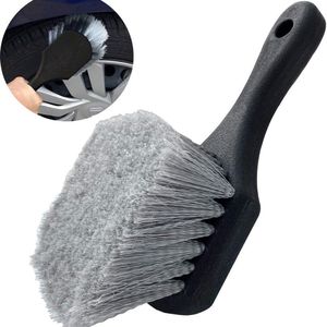 Bandenborstel - velgenborstel - Tire brush - Banden poetsen - Velgen borstel - Velgen reiniger - Exterieur Wiel Borstel Band Cleaner - zwart - Borstel met korte steel - PP - 215 × 55 × 55mm