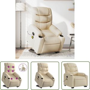 vidaXL Massagestoel - Stapstoel - Sta-op-massagestoel verstelbaar stof crèmekleurig - Elektrisch Bedienbare Stoel - Relaxfauteuil - Ergonomische Stoel