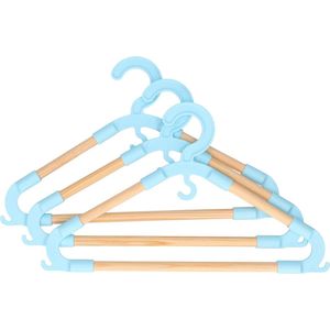 Storage Solutions kledinghangers voor kinderen - 3x - kunststof/hout - blauw - Sterke kwaliteit