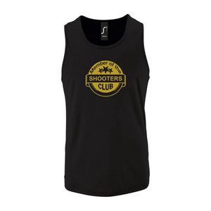 Zwarte Tanktop sportshirt met ""Member of the Shooters club"" Print Goud Size M