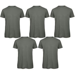 Senvi 5 pack T-Shirt -100% biologisch katoen - Kleur: Licht Khaki - S