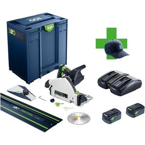 Festool TSC 55 KEBI-Plus/XL-FS 100Y Limited Edition accu invalcirkelzaag 18 / 36 V ( 2x 18 V ) 160 mm borstelloos ( 578229 ) + 2x accu 5,0 Ah + lader + geleiderail + Systainer