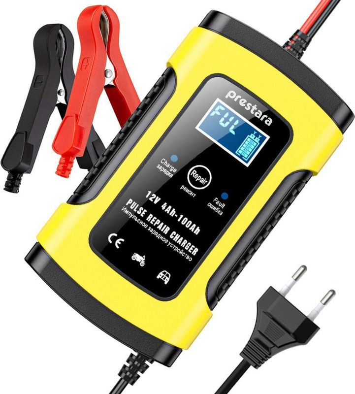 Prestara - 12V Acculader - 4A Druppellader - Geschikt voor Auto Camper Motor en Scooter