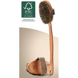 NATURE'S groove Lichaamsborstel met Lange Afneembare Steel - 100% Natuurlijk - Badborstel Doucheborstel Rugborstel