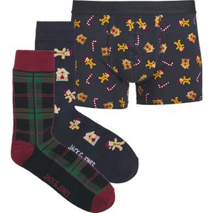 Jack & Jones heren giftbox 3P boxer & sokken xmas check multi