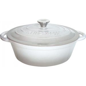 Kinghoff 1613 - gietijzeren braadpan - ovaal - 33cm - 6,2L - Grijs - emaille