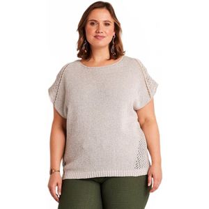 Dunne opengewerkte trui, korte mouwen