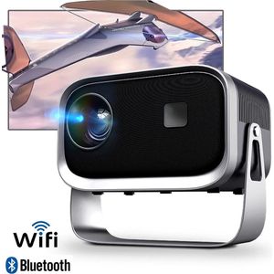 AUN A003 - Projector - Mini Beamer - 3d Theater - Thuis Bioscoop - WiFi - 4K video / 1080P- Smartphone - 360 Graden - Gamen - Bluetooth - Mat Grijs