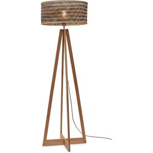 GOOD&MOJO Vloerlamp Java - Bamboe/Zwart - 50x50x145cm - - Staande lamp voor Woonkamer - Slaapkamer