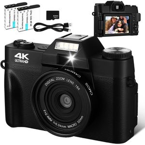 Titel: Digitale Camera met 3"" Draaibaar Scherm - 56MP Foto & 4K Video - Ideaal voor Vloggen en Fotografie