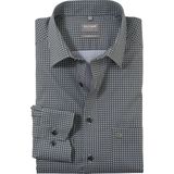 OLYMP Luxor comfort fit overhemd - popeline - olijfgroen dessin - Strijkvriendelijk - Boordmaat: 42