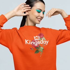 Oranje Koningsdag Trui Kingsday Rose - Maat XS - Uniseks Pasvorm - Oranje Feestkleding