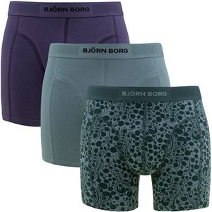 Björn Borg heren cotton stretch 3P boxers basic print groen & paars