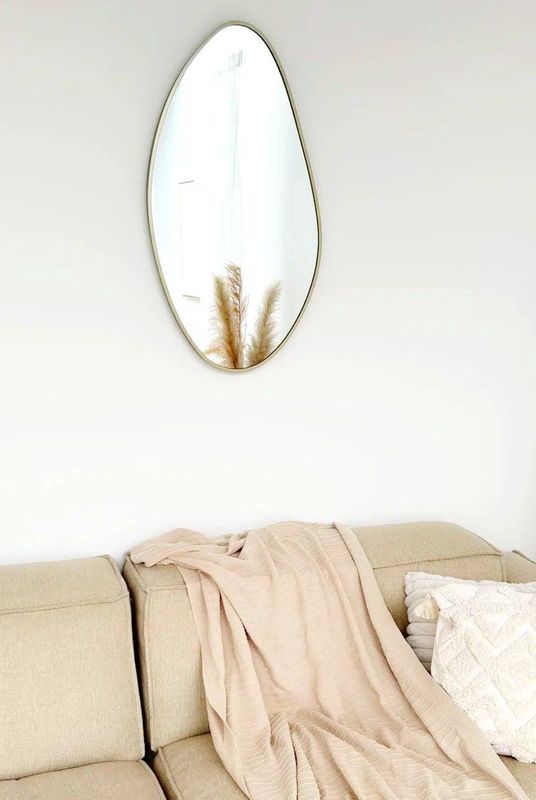 Nordic Style - Organische Spiegel - Greige - 82x46 cm - Wandspiegel - Badkamerspiegel