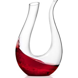 Wijnkaraf 1,4 l – voor wijn, rode wijn, roos, kristallen wijnkaraf, wijnhoorn, drinkhoorn, karaf, schenktuit – wijnbeluchter voor een betere wijnbeleving