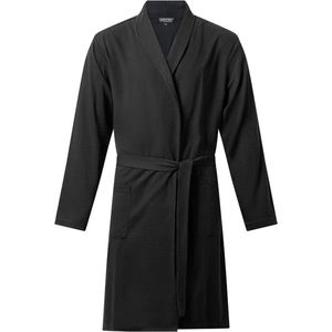 Outfitter heren Fleece Badjas - Black wafel - S - Zwart