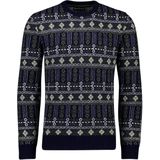 Barbour - Grangetown Fair Isle Crew - Gebreide Trui - Donkerblauw - Wol