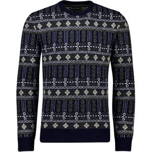 Barbour - Grangetown Fair Isle Crew - Gebreide Trui - Donkerblauw - Wol