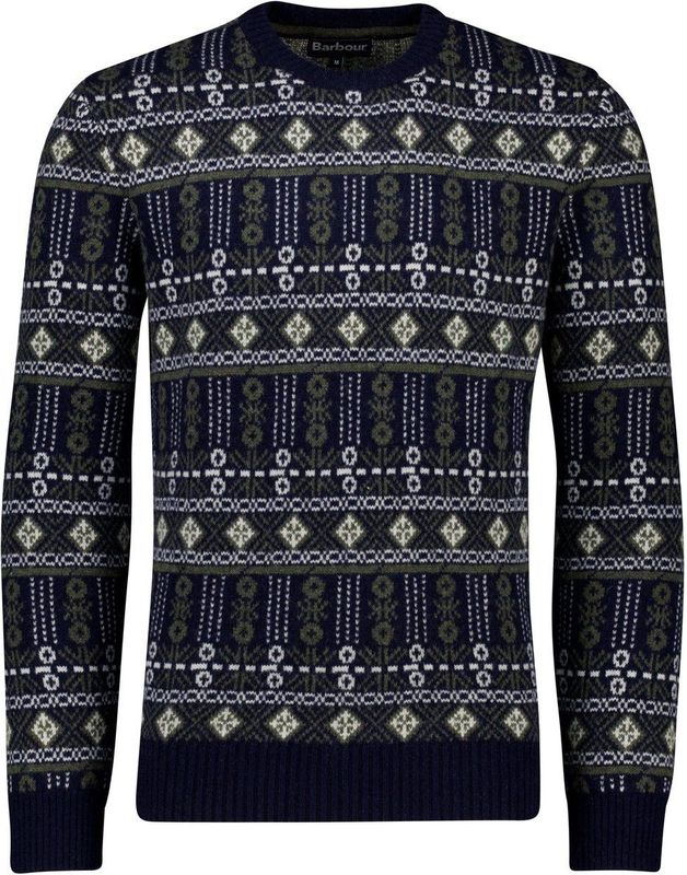 Barbour - Grangetown Fair Isle Crew - Gebreide Trui - Donkerblauw - Wol