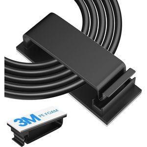 Kabelbeheerclips Zelfklevend - 20 Stuks Zwart voor Organisatie van Snoeren onder Bureau