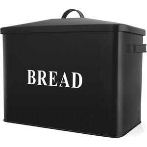 Extra grote zwarte brooddoos met deksel - Ruimte besparende opbergcontainer voor brood - Geschikt voor binnen en buiten gebruik