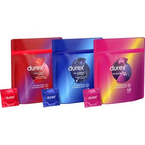 Durex - 120 condooms - Feeling Extra - Classic Jeans - Pleasure me - Voordeelverpakking
