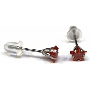 Aramat jewels ® - Zirkonia zweerknopjes ster 5mm oorbellen licht rood chirurgisch staal