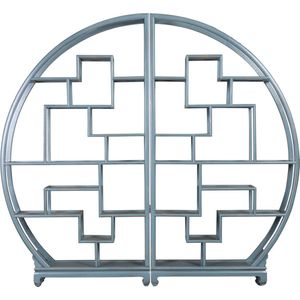 Fine Asianliving Chinese Boekenkast Ronde Display Open Kast Arctic Blauw Grijs B176xH192cm Chinese Meubels Oosterse Kast